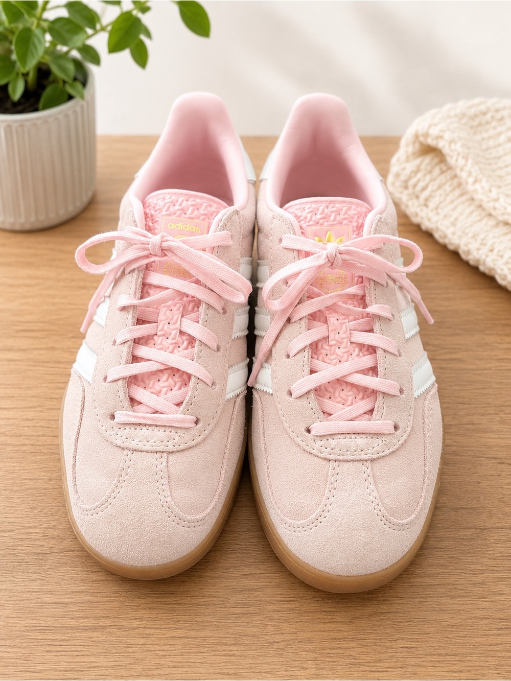 adidas Gazelle Women’s Pink Suede Sneakers with White Stripes - Picture 2 of 2